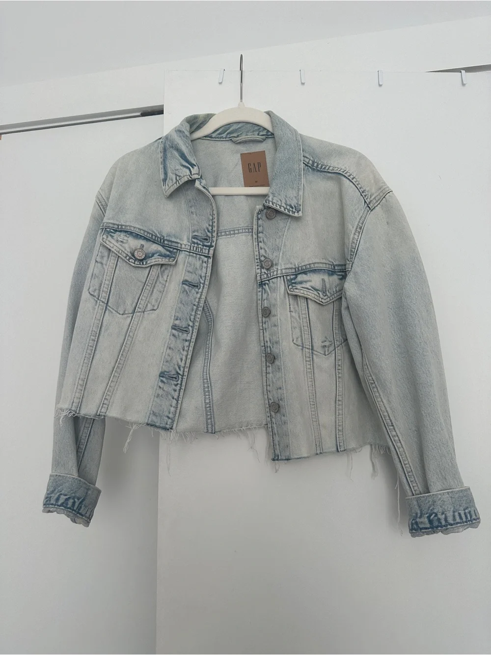 GAP Women's Pale Blue Cropped Denim Jacket